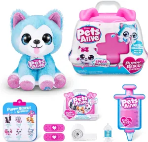 Pets Alive Pet Shop Surprise S3 Puppy Rescue (Wole Dog) by ZURU Surprise Puppy Plush, Ultra Soft Plushies, Compound Surprises Inside, Interactive Toy Pets, Electronic Speak and Repeat