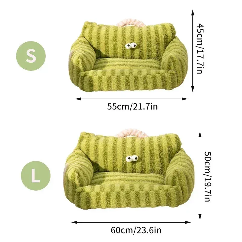 Plush Cat Sofa Bed - Soft Warm Pet Nest - Luxury Kitten Sleeping Kennel - Detachable Washable - For Small/Medium Dogs and Cats - Pet Supplies (Gatos)