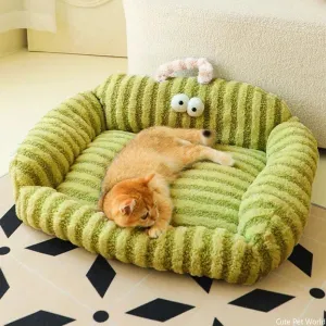 Plush Cat Sofa Bed - Soft Warm Pet Nest - Luxury Kitten Sleeping Kennel - Detachable Washable - For Small/Medium Dogs and Cats - Pet Supplies (Gatos)