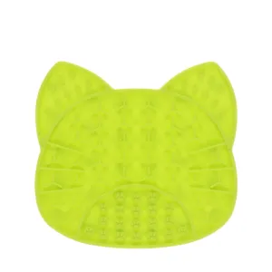 Scream Lick Enrichment Cat Face Non Slip Cat Mat Green