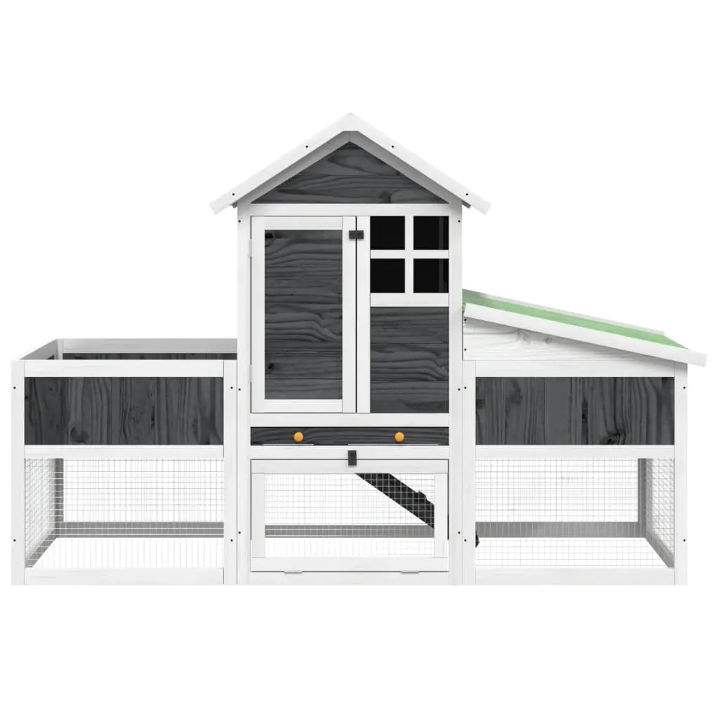 vidaXL Rabbit Hutch Grey 170x63x113 cm Solid Wood Pine