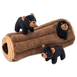 Zippy Paws Log and Black Bears Burrow Dog Toy^^^